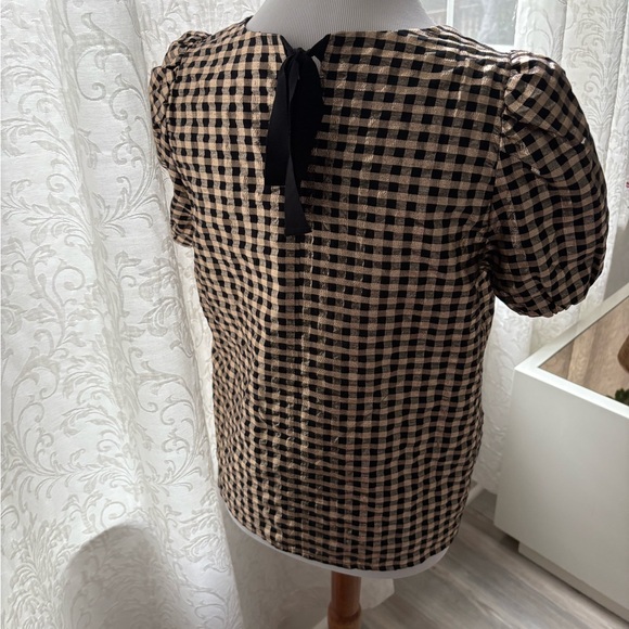 J. Crew Black and Gold Checkered Blouse - Picture 3 of 5